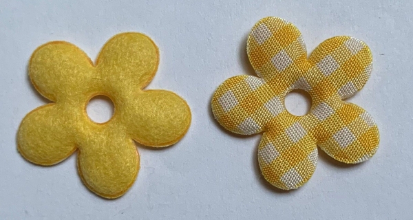 Stoffblume karo, gelb-weiss